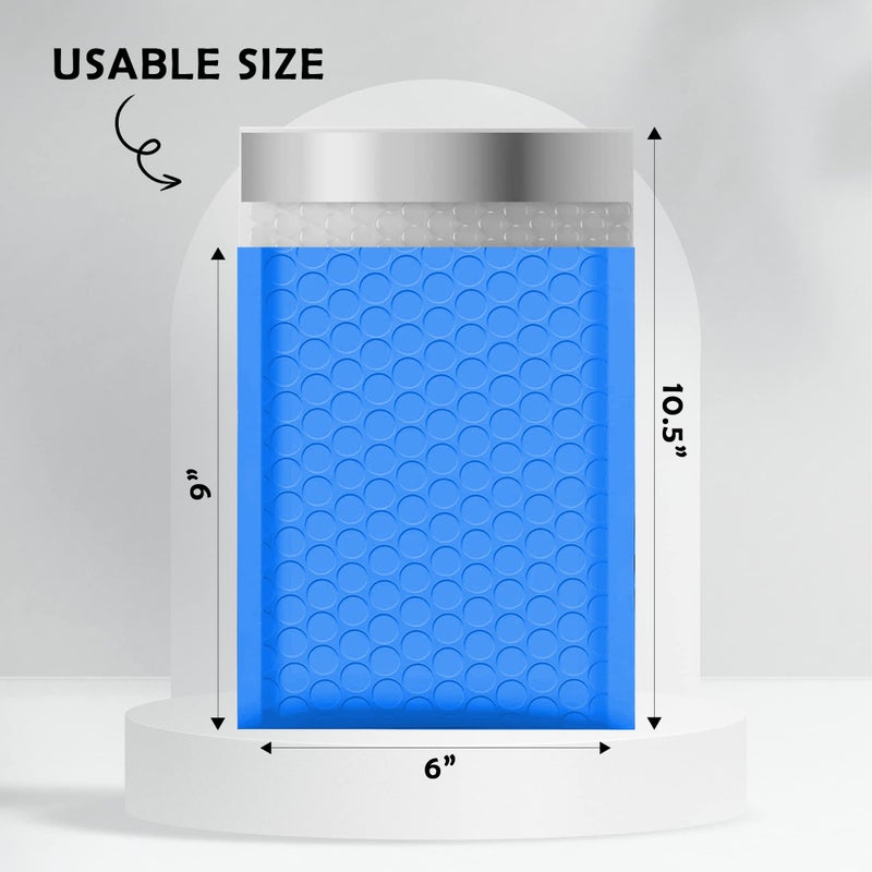 Yens Poly Bubble Mailers 6x10 25 Pack Blue Waterproof Self Seal Adhesive Shipping Bags, Cushioning Padded Envelopes for Shipping, Mailing, Packaging Usable 6x9 - Image 2